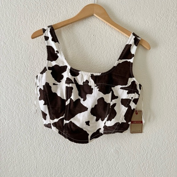 Lone Star Cow Print Corset Top - Picture 1 of 4